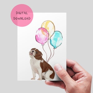 Carte imprimable Bulldog anglais, Anniversaire TÉLÉCHARGEMENT NUMÉRIQUE Carte d’anniversaire pour papa chien, Carte d’anniversaire pour maman chien, Carte pour animaux de compagnie, Du chien