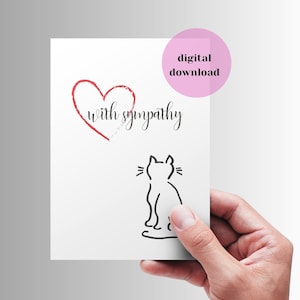 Tarjeta de condolencia para gatos imprimible, tarjeta DIGITAL, con simpatía, memorial para gatos, pérdida de mascotas. DESCARGA DIGITAL. 5x7