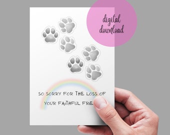 Dog Sympathy Card Printable, Pet Condolence Card, Pet Sympathy, Pet Death, Loss of Dog,Dog Condolence, DIGITAL FILE
