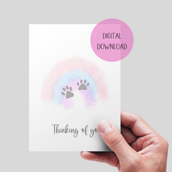 Dog Sympathy Card Printable, Pet Condolence Card, Pet Sympathy, Pet Death, Loss of Dog,Dog Condolence, DIGITAL FILE. Cat loss printable card