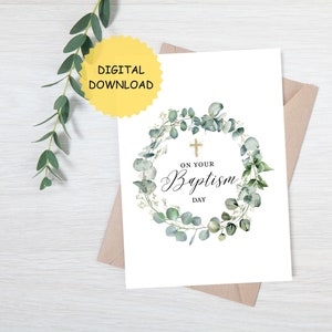 Druckbare Karte zur Taufe, Sofortiger Download. Christliche Taufkarte, druckbare christliche Taufkarte. Taufkarte.
