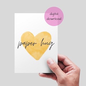 Carte imprimable Paper Hug. TÉLÉCHARGEMENT NUMÉRIQUE. Carte de l'amitié, cadeau venez me chercher, carte pensez à vous pour le meilleur ami, carte câlin. 5"x7"