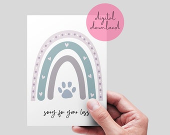 Dog Sympathy Card Printable, Pet Condolence Card, Pet Sympathy, Pet Death, Loss of Dog,Dog Condolence, DIGITAL FILE