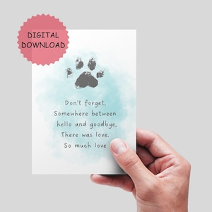 Carte de sympathie pour animal de compagnie imprimable, carte de condoléances pour animal de compagnie, sympathie pour animal de compagnie, décès d'animal de compagnie, perte d'un chien, condoléances de chien, fichier numérique. Carte imprimable Perte de chat