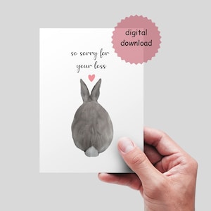 Hase Beileidskarte zum Ausdrucken, Haustier Beileidskarte, Haustier Beileid, Haustier Tod, Verlust des Kaninchens, Häschen Beileidskarte, DIGITALDATEI.