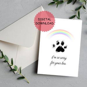 Beileid Karte zum Ausdrucken, Beileid Karte, Beileid Karte, Verlust des Hundes, Beileid, Verlust des Hundes, DIGITALE DATEI. Katzenverlust druckbare Karte