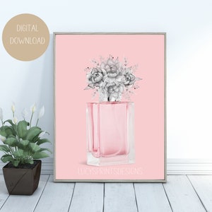 Classic Pink, Perfume bottle, Fashion Cute Minimalism Poster Recessed  Framed Print by myartspace