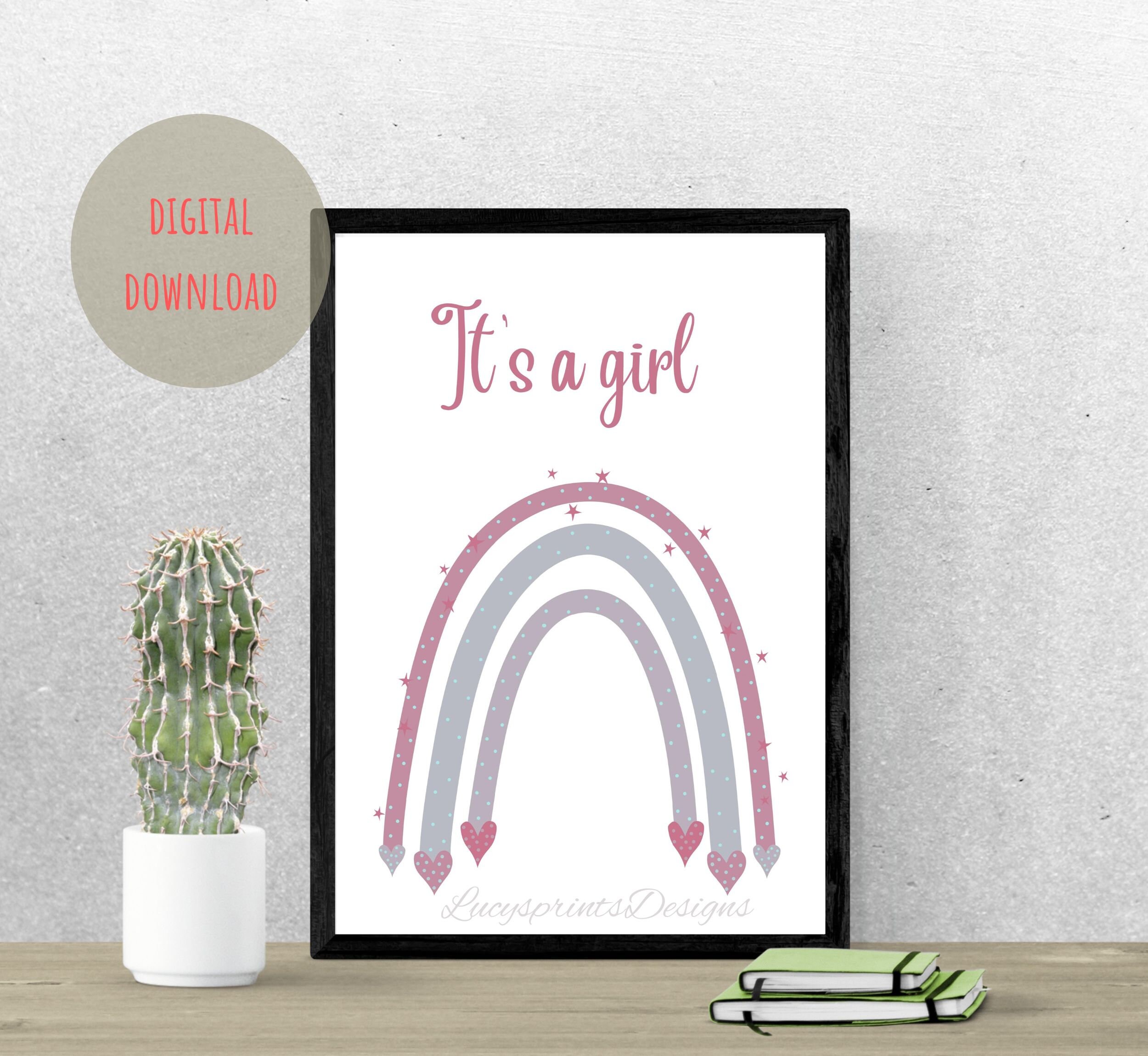 It's A Girl Print, Its A Girl Printable, DIGITAL DOWNLOAD, Rainbow Girl ...