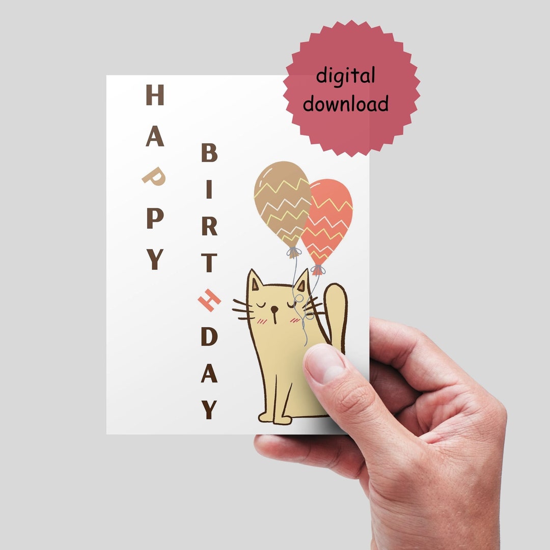 Grumpy Cat Printable Card. Funny Cat Instant Card. Happy Birthday ...