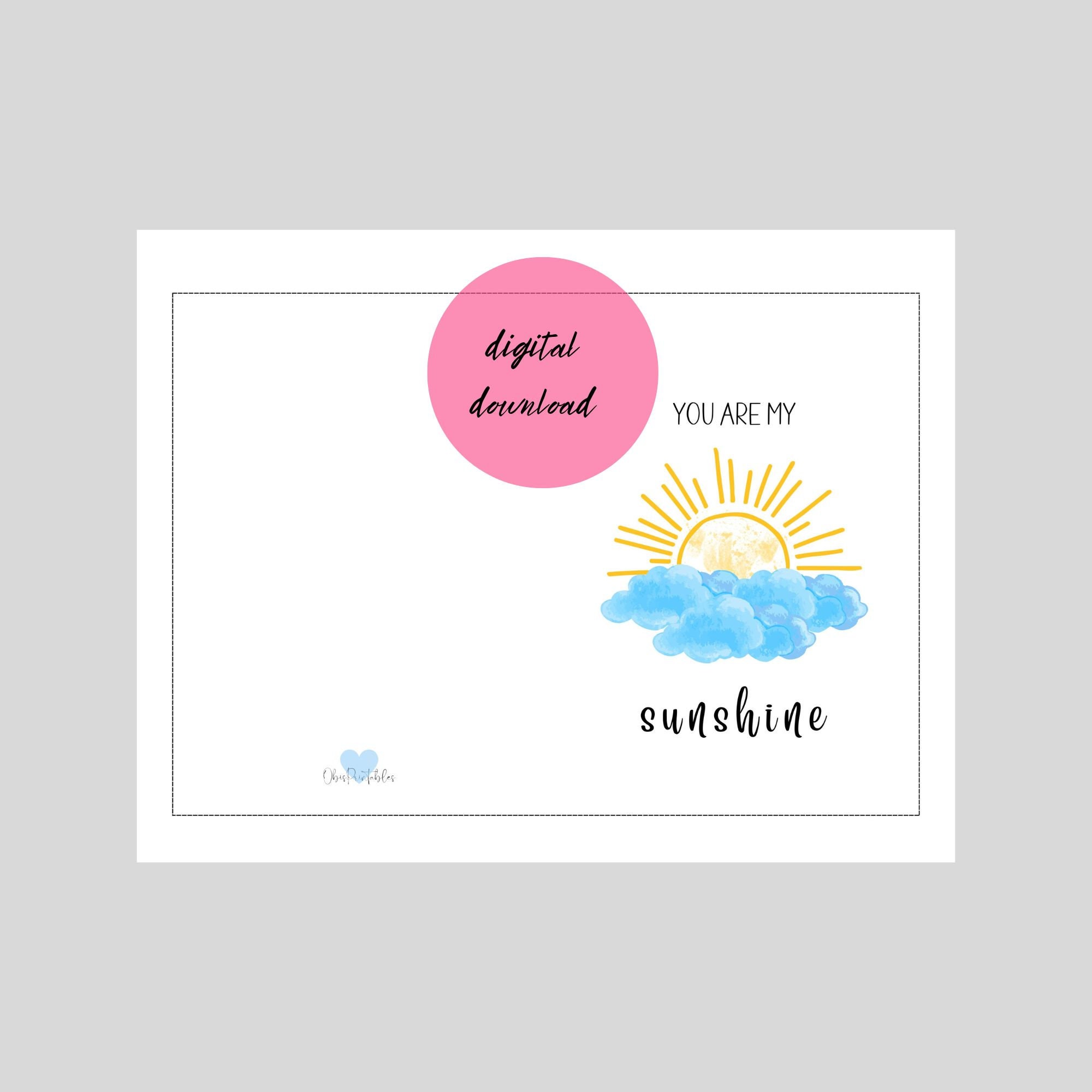 You Are My Sunshine Printable Card. DIGITAL DOWNLOAD. Sunrays Printable ...