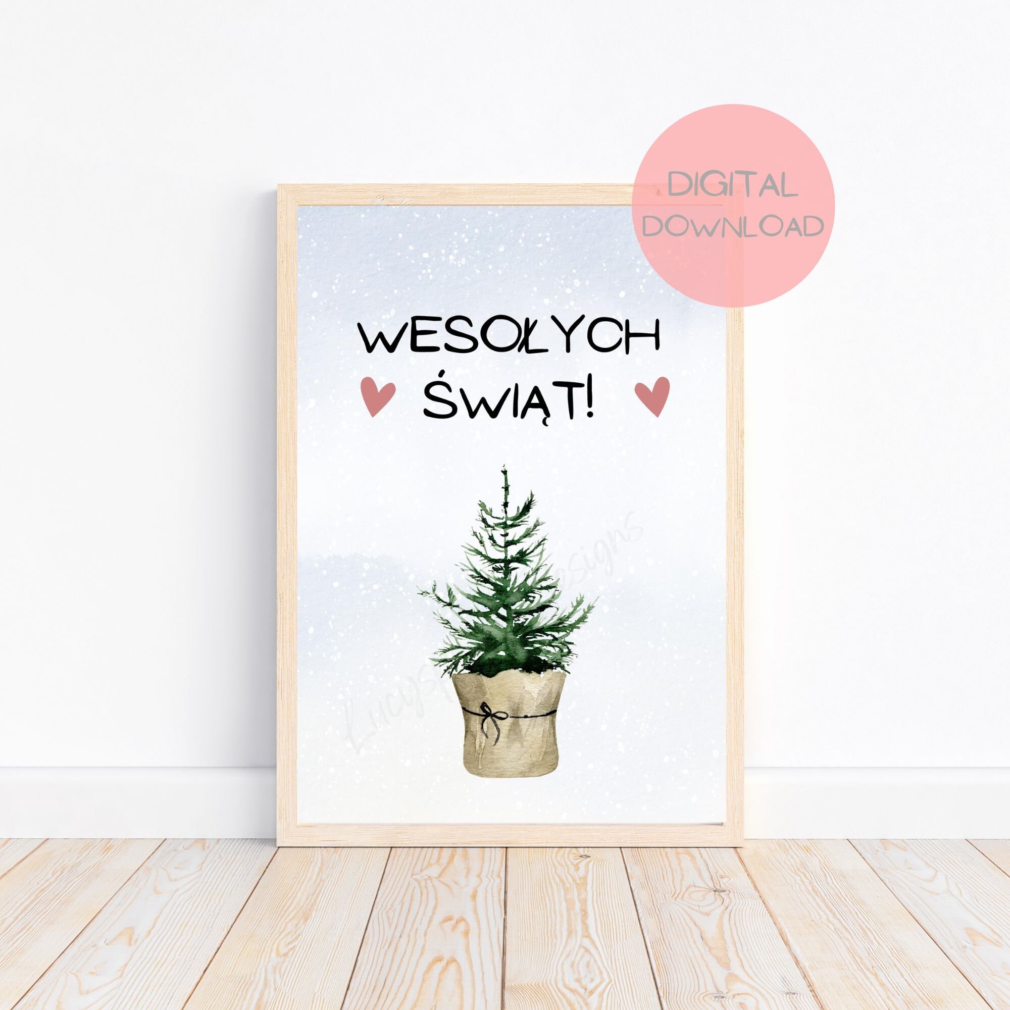 Polish Christmas Card, Printable Card and Wall Art. Wesołych Świąt ...