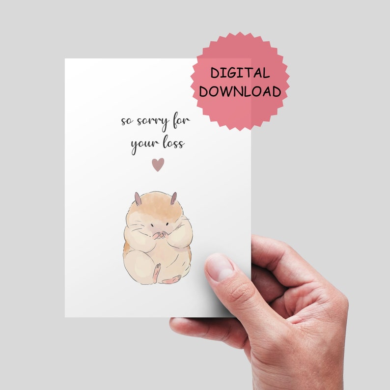 Hamster Sympathy Card Printable, Pet Condolence Card, Pet Sympathy, Pet