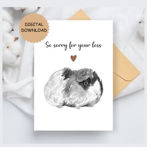 Meerschweinchen Verlust Karte. DIGITALER DOWNLOAD. Karte für Tierverlust. Meerschweinchen Verlust Geschenk. Liebevoll bemalte Karte.