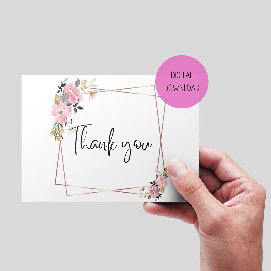Thank You Printable Card. DIGITAL DOWNLOAD. - Etsy