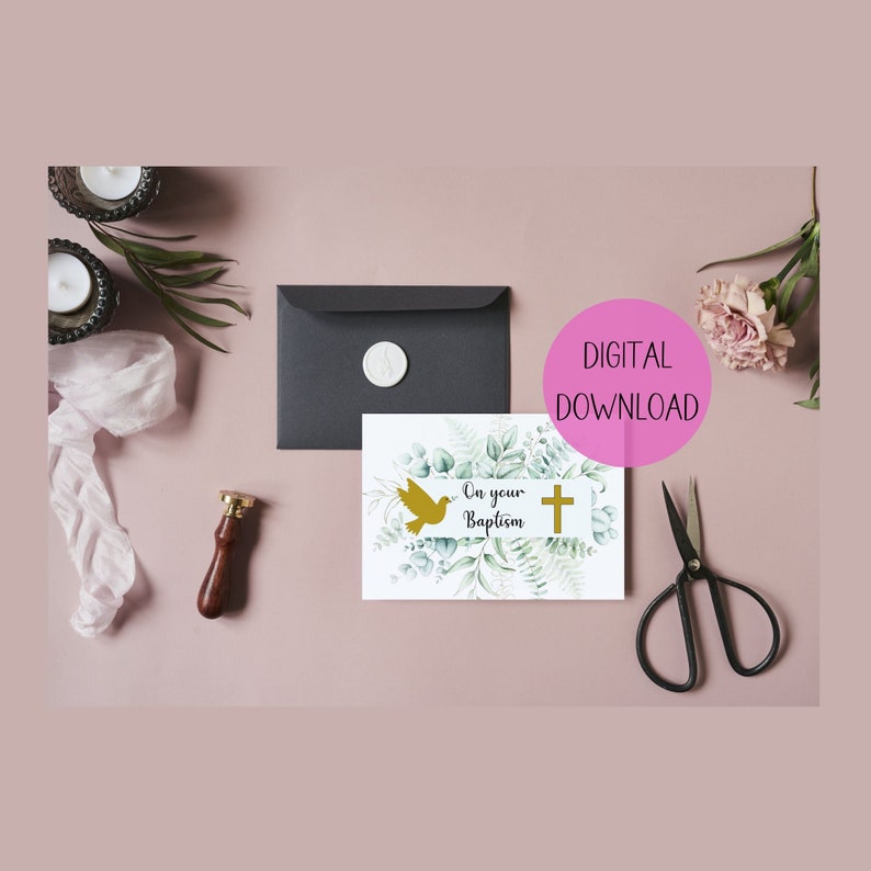 Baptism Printable Card, Instant Download . Christian Baptism Card, Printable Christian Baptism ...