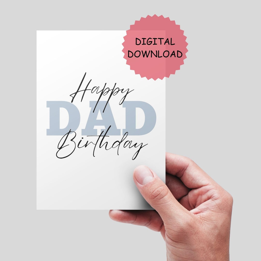 DAD Birthday Printable Card minimalist Card Happy Birthday - Etsy