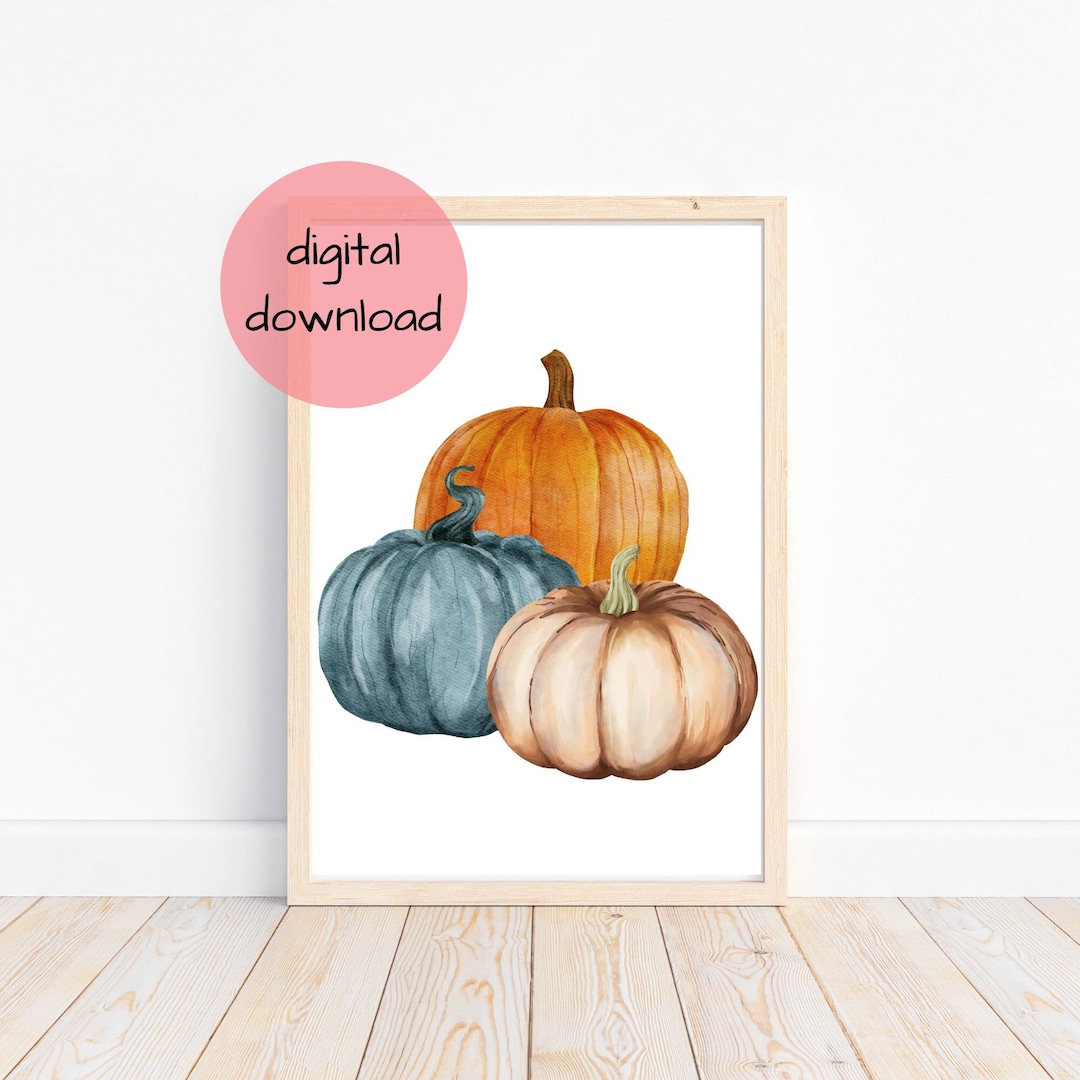 Pumpkin Printable Wall Art, Pumpkin Print, DIGITAL DOWNLOAD Rustic Fall ...