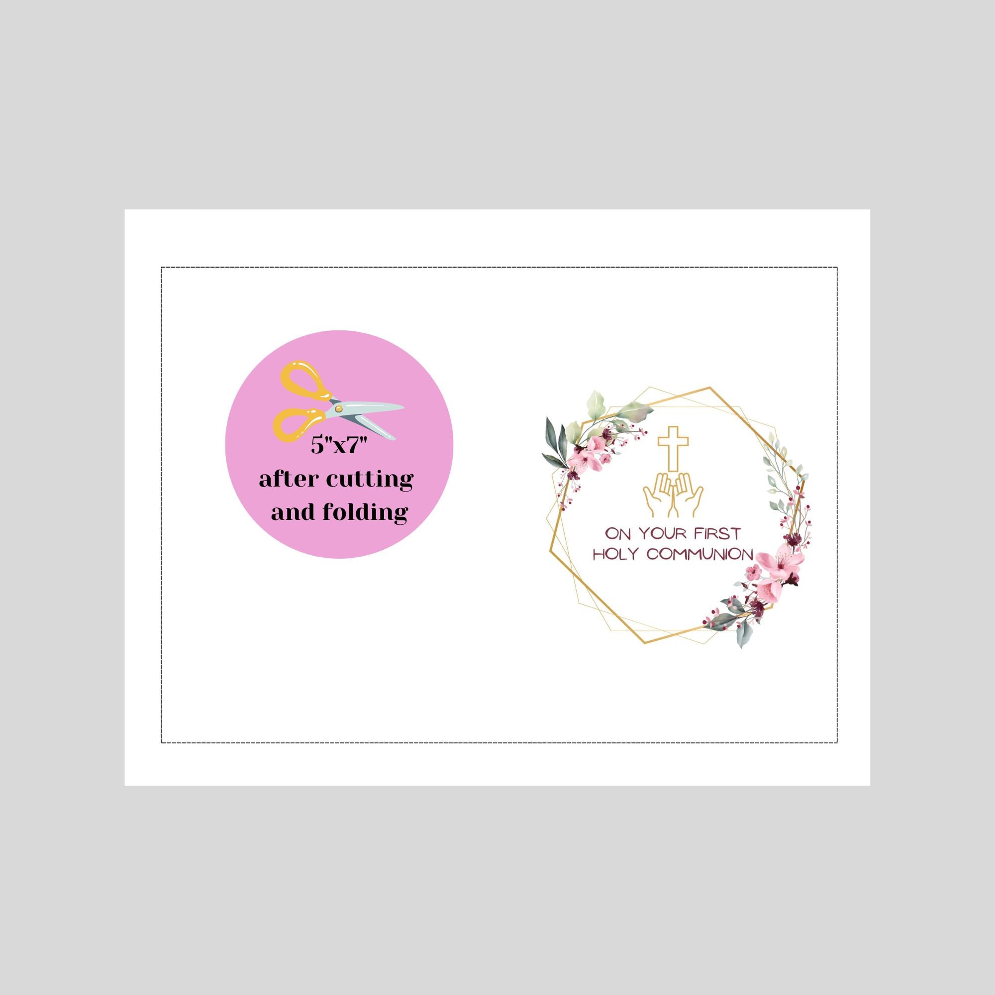 First Holy Communion Card, Printable Catholic Communion Card, on Your ...