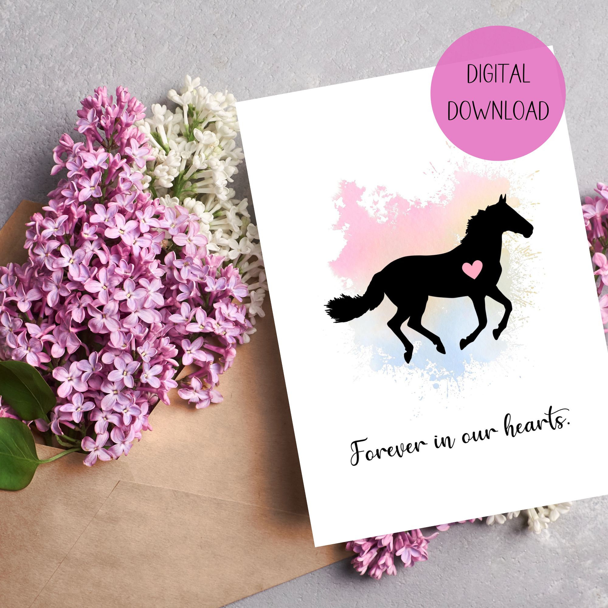 Horse Sympathy Printable Card, Pony Sympathy Card, Horse Loss Card ...