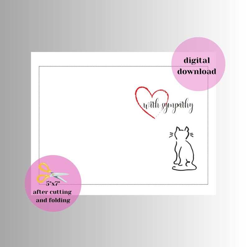 Cat Sympathy Card Printable, DIGITAL Card, With Sympathy, Cat Memorial ... Cat Sympathy Card Printable, DIGITAL Card, With Sympathy, Cat Memorial ...