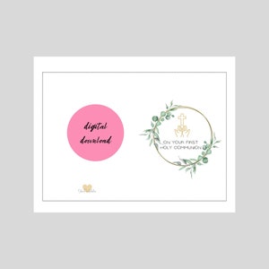 First Holy Communion Card, Printable Catholic Communion Card, on Your ...