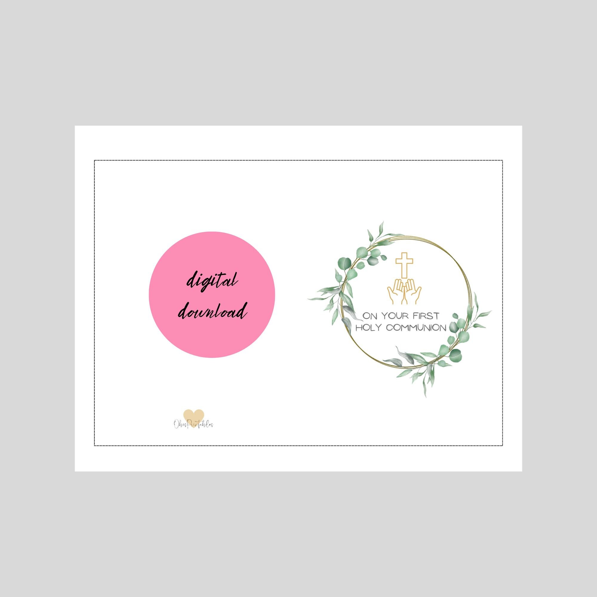 First Holy Communion Card, Printable Catholic Communion Card, on Your ...