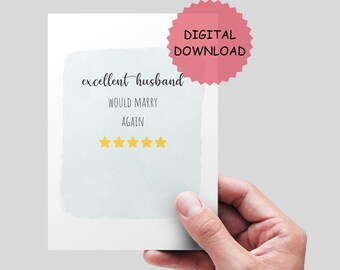 Ausgezeichneter Ehemann würde wieder heiraten druckbare Karte, lustige Jubiläumskarte, Fünf-Sterne-Ehemann-Karte, DIGITALE Jubiläums-Grußkarte.