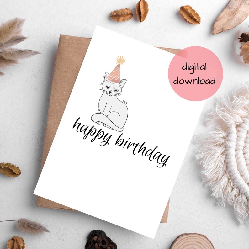 Grumpy Cat Printable Card. Funny Cat Birthday Wishes Instant Card ...
