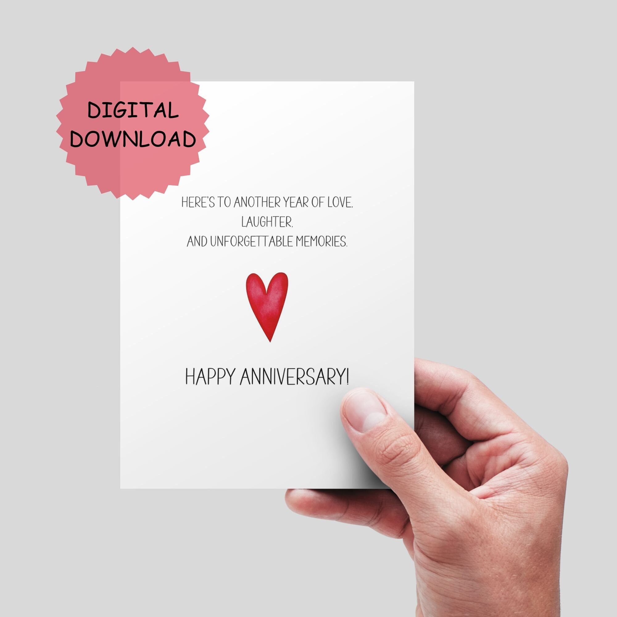 Happy Anniversary Printable Card, Wedding Anniversary Card, DIGITAL ...