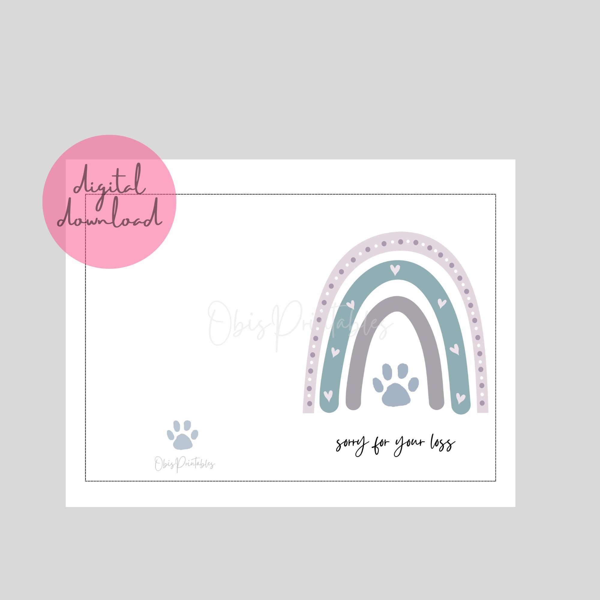 Dog Sympathy Card Printable, Pet Condolence Card, Pet Sympathy, Pet ...