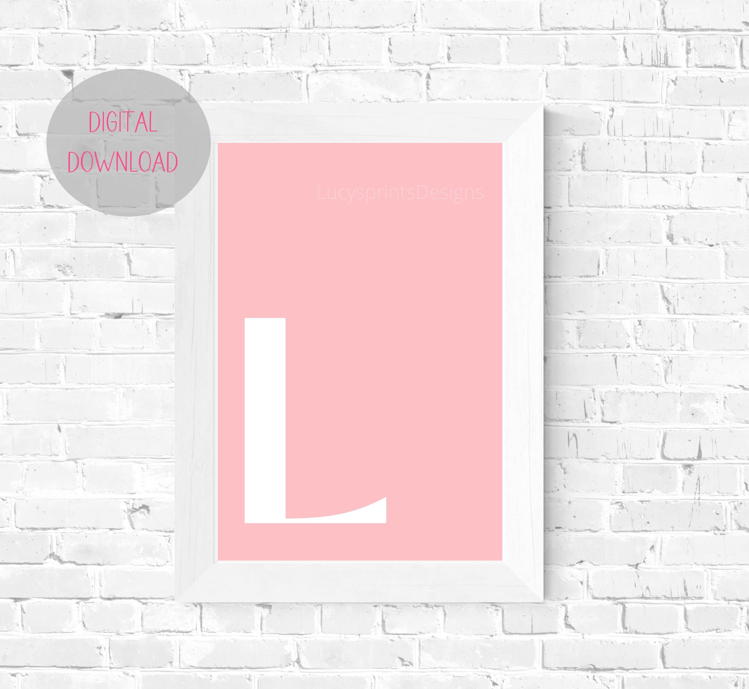 Letter L. Alphabet Letter. Printable Wall Art. DIGITAL DOWNLOAD. Pink