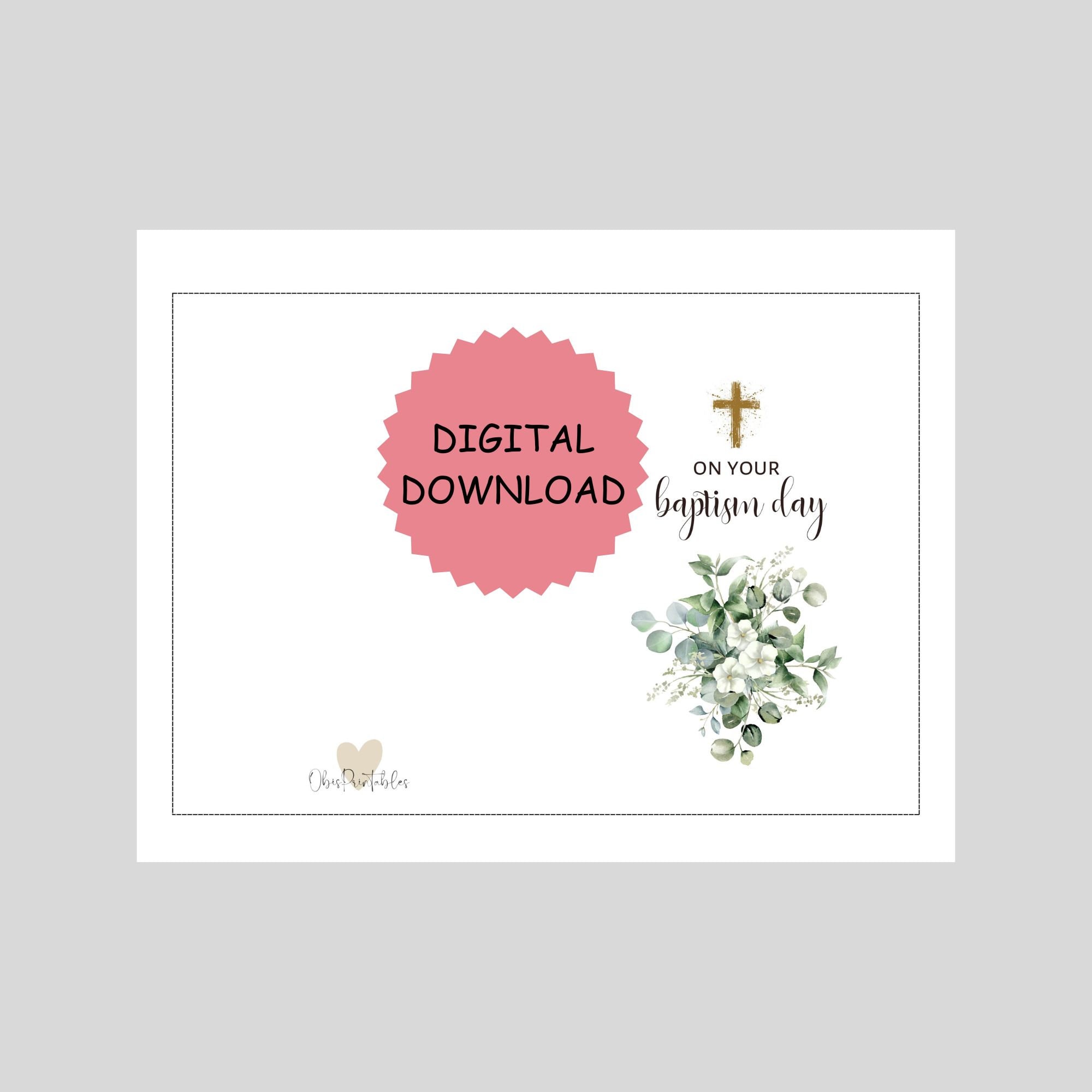 Baptism Printable Card, Instant Download . Christian Baptism Card ...