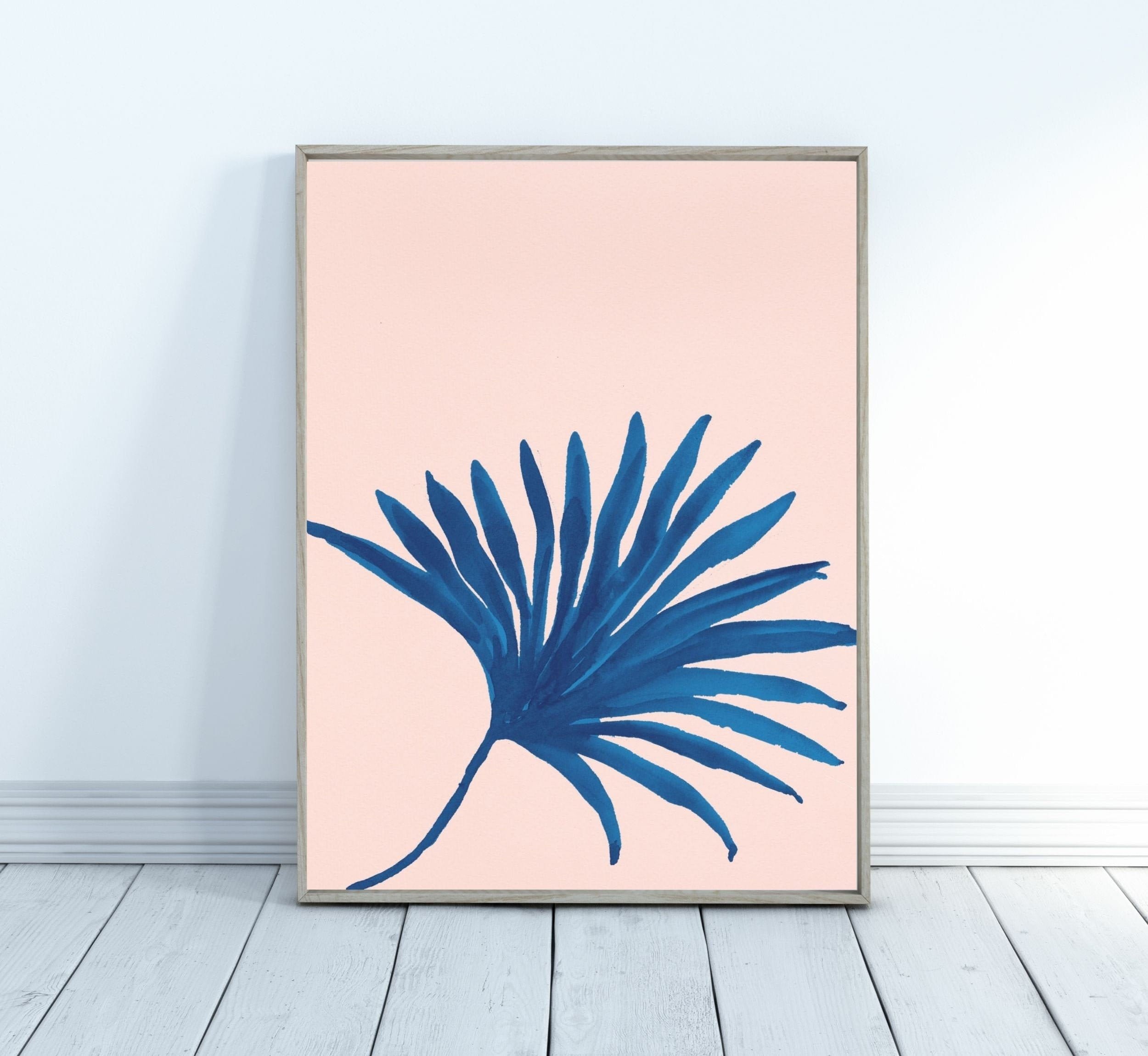 Navy Blue Palm Leaf. Wall Art. Palm Leaf Print Modern Etsy UK