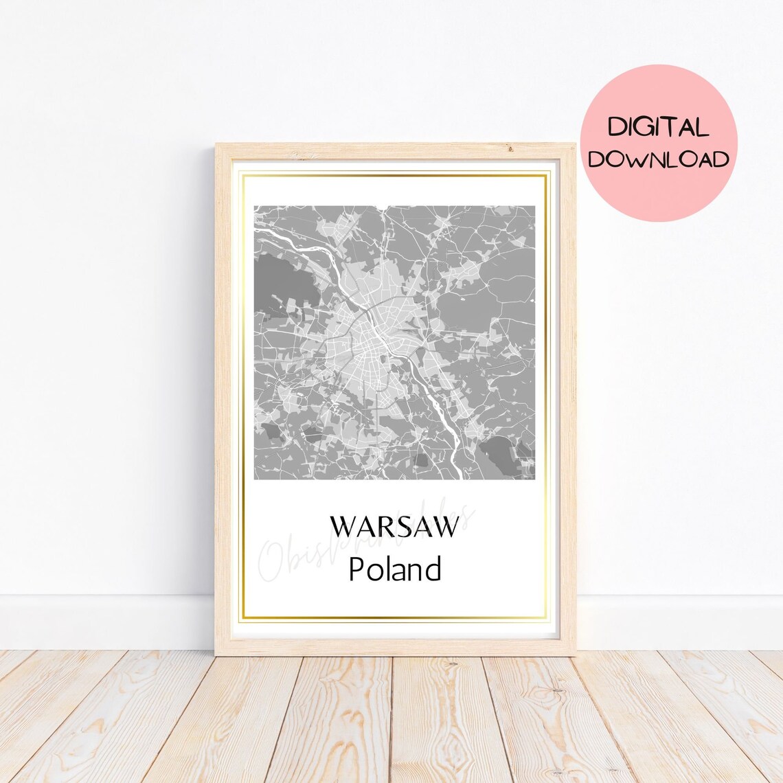 Warsaw Printable Map. Warsaw Poster. Poland Map. Warszawa - Etsy UK