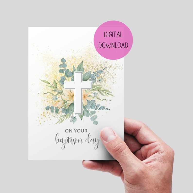Baptism Printable Card, Instant Download . Christian Baptism Card, Printable Christian Baptism ...