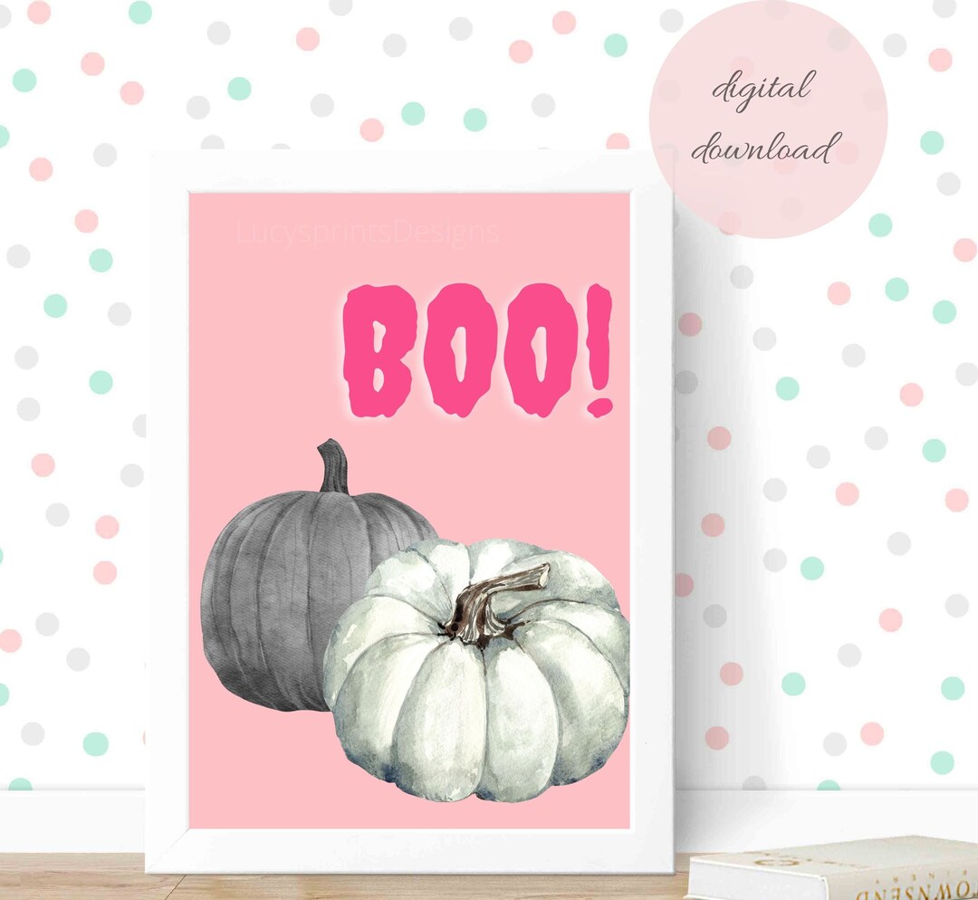 Pink Boo Printable Halloween Pumpkins. Pink BOO Printable Wall Art. Pink Halloween Art ...