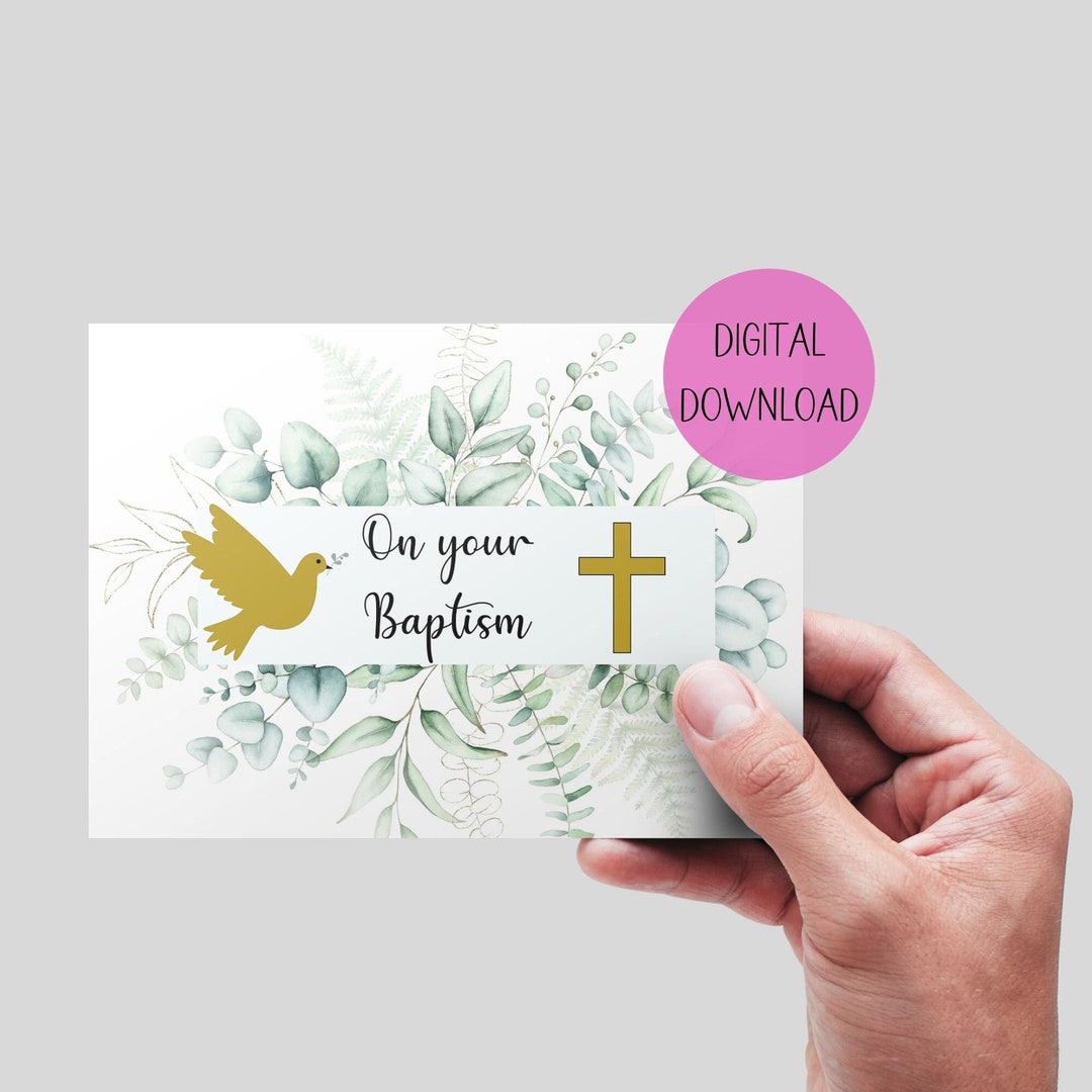 Baptism Printable Card, Instant Download . Christian Baptism Card, Printable Christian Baptism ...