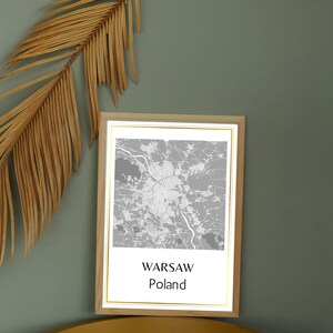 Warsaw Printable Map. Warsaw Poster. Poland Map. Warszawa - Etsy UK