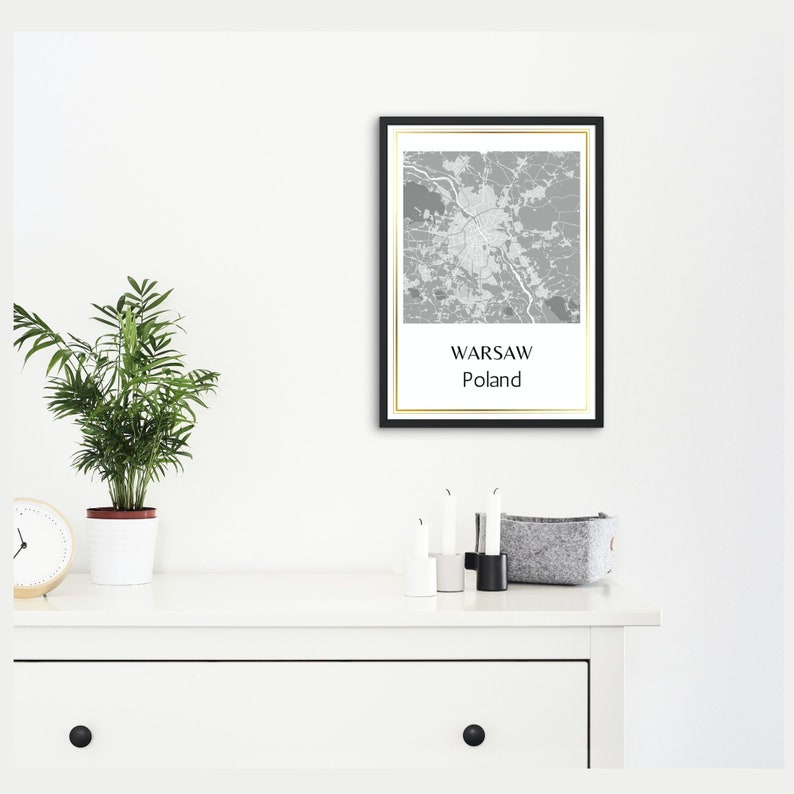 Warsaw Printable Map. Warsaw Poster. Poland Map. Warszawa - Etsy UK