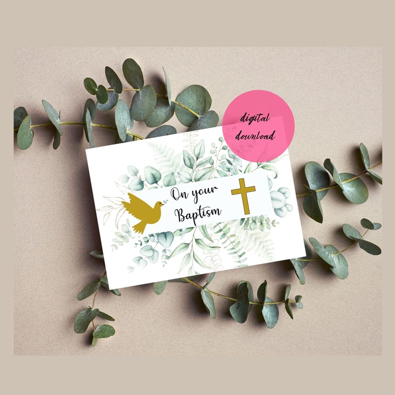 Baptism Printable Card, Instant Download . Christian Baptism Card, Printable Christian Baptism ...