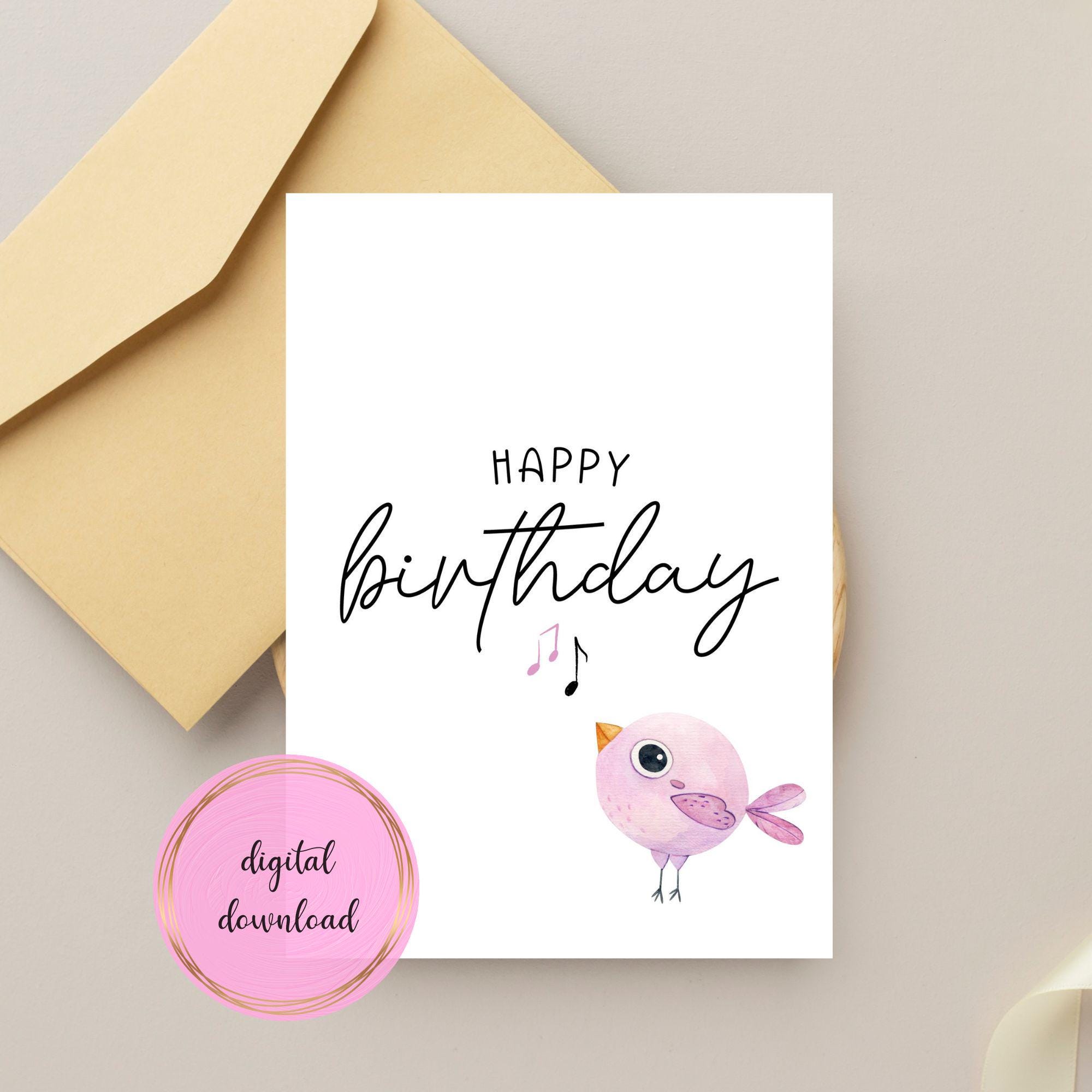 Printable Birthday Card - Bird Birthday Card - Happy Birthday Card ...
