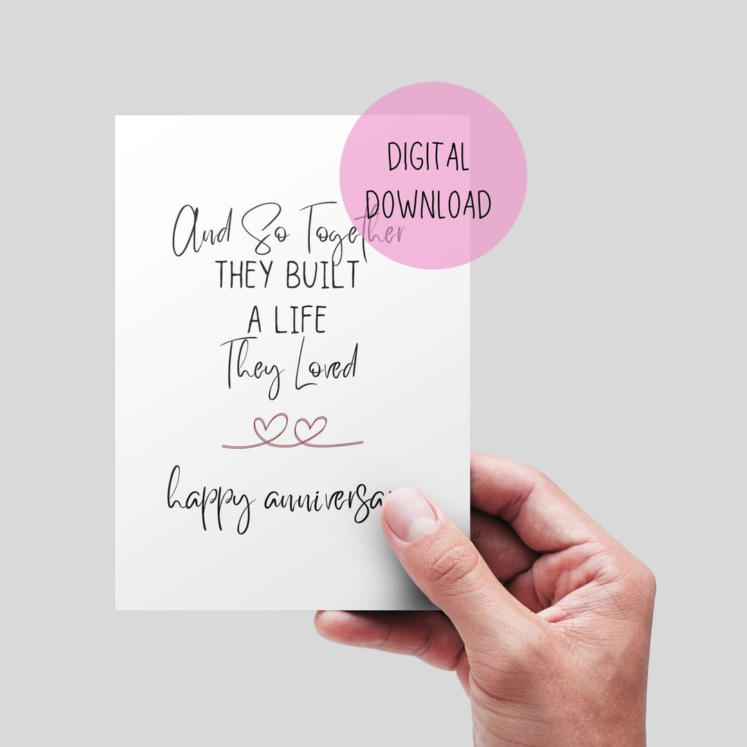 Happy Anniversary Printable Card, Wedding Anniversary Card, DIGITAL ...