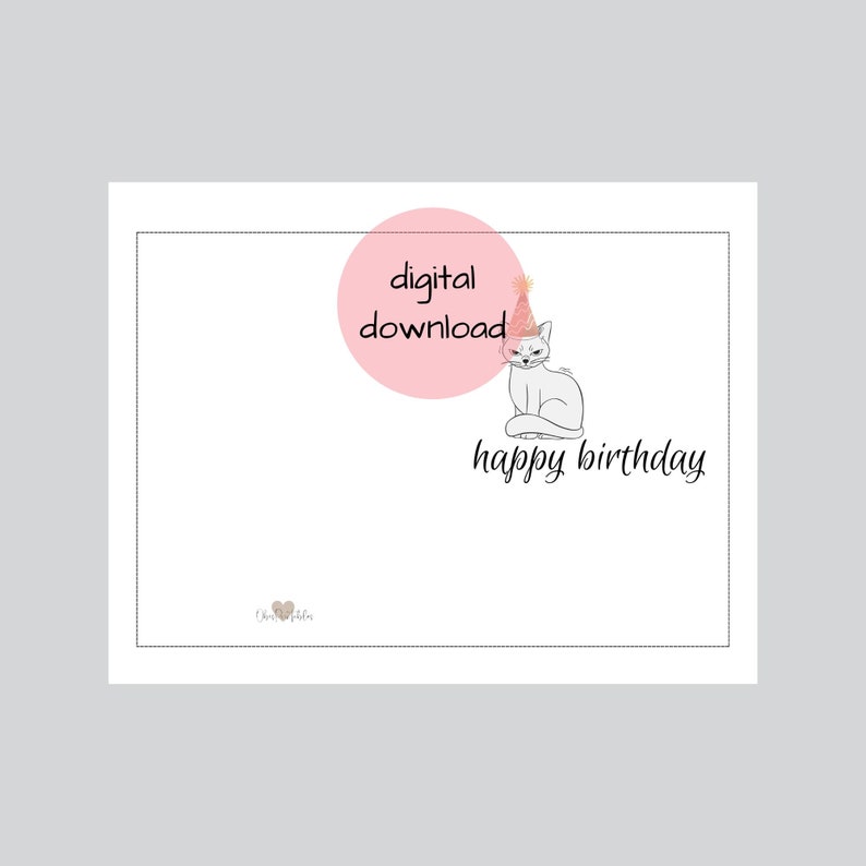Grumpy Cat Printable Card. Funny Cat Birthday Wishes Instant Card ...