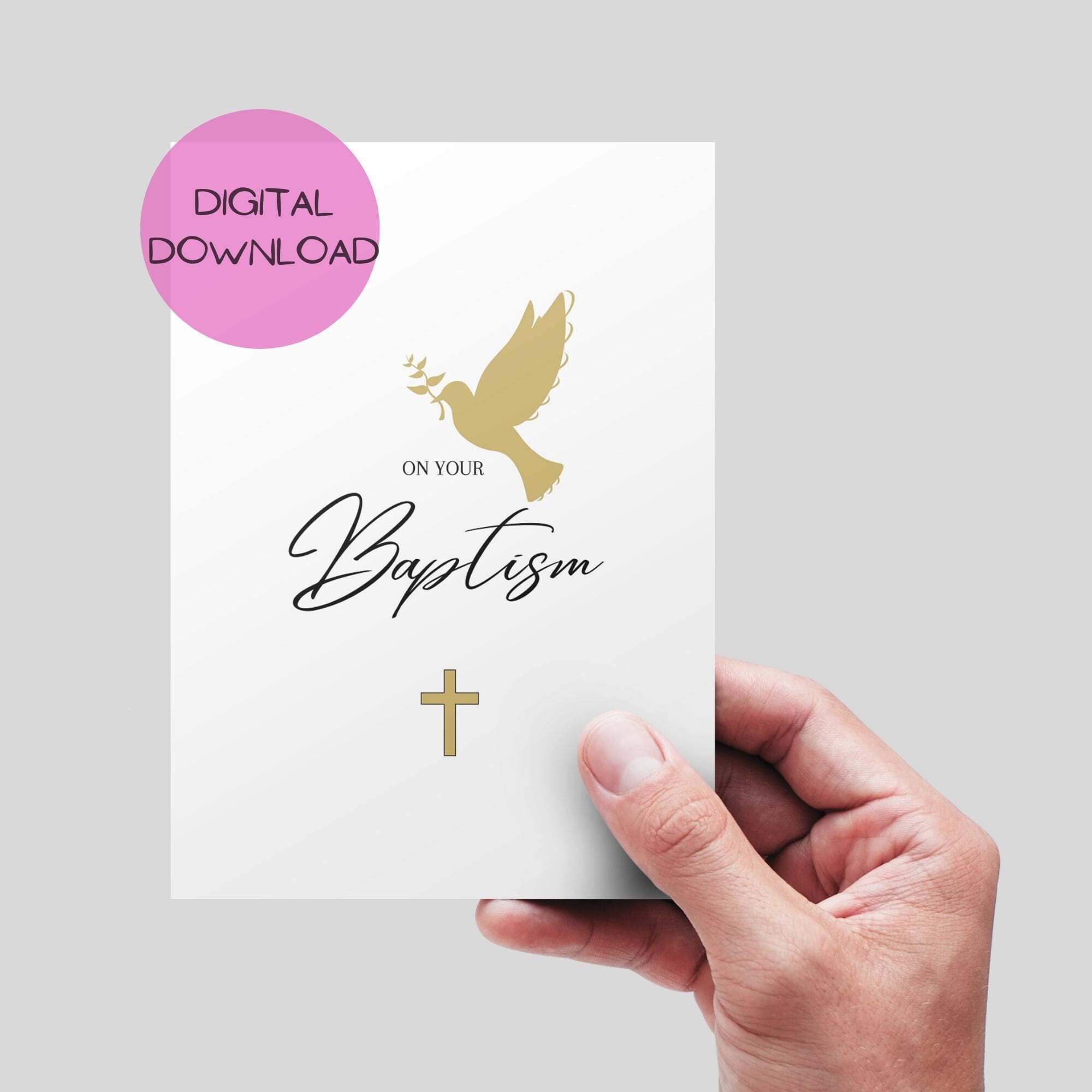 Baptism Printable Card, Instant Download . Christian Baptism Card, Printable Christian Baptism Card. Christening Card. - Etsy for Free Printable Baptism Greeting Cards