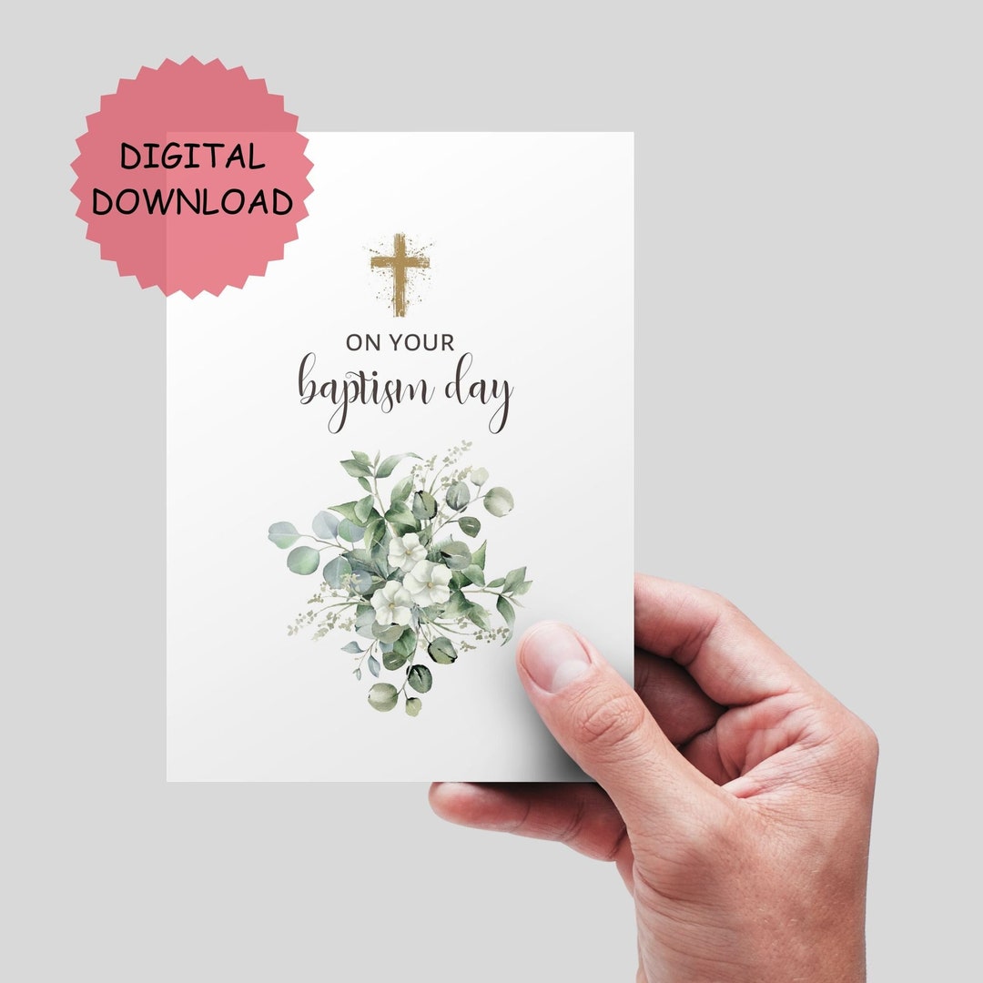 Baptism Printable Card, Instant Download . Christian Baptism Card, Printable Christian Baptism ...