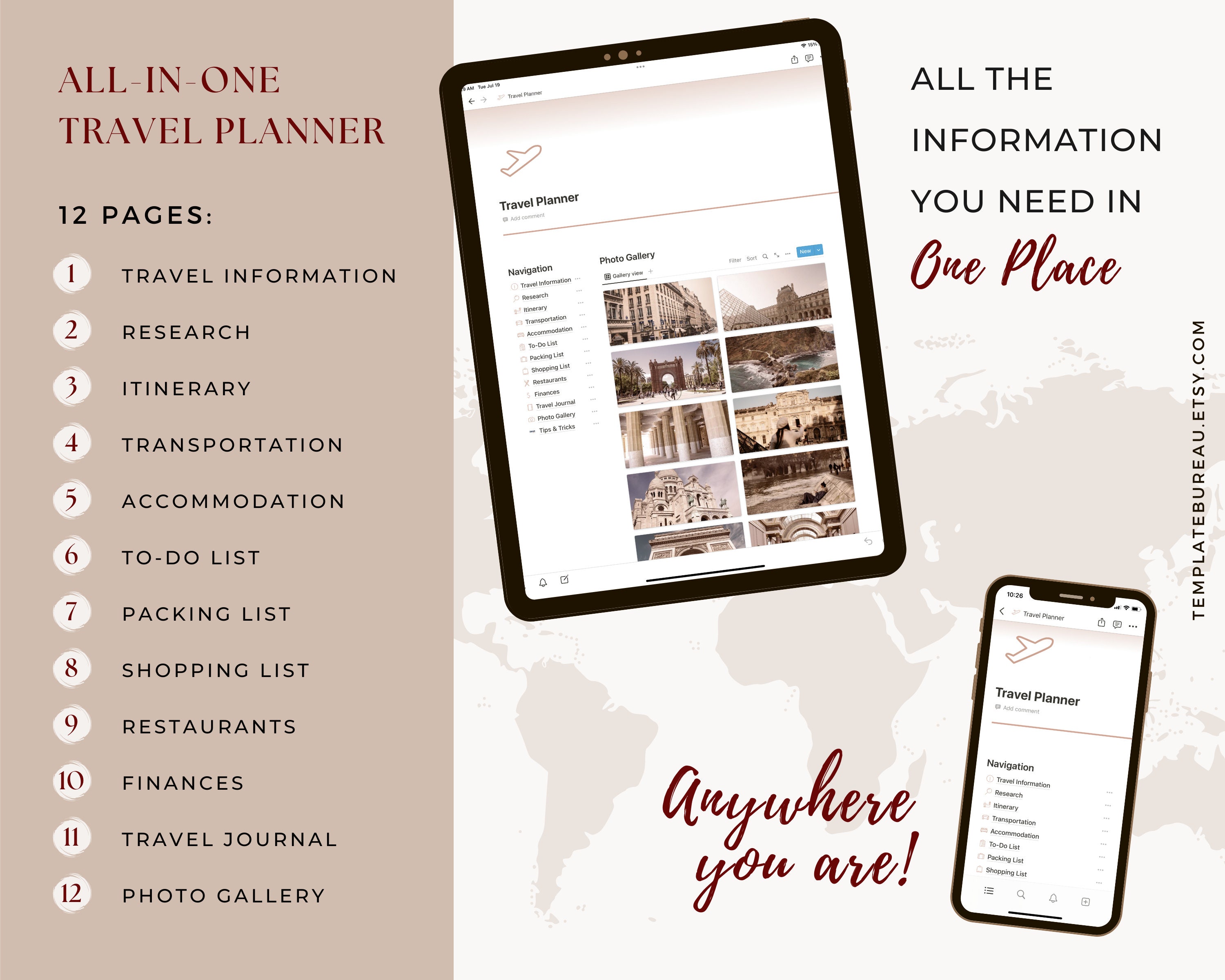 Notion Template Travel Planner Notion Planner Notion Travel Etsy