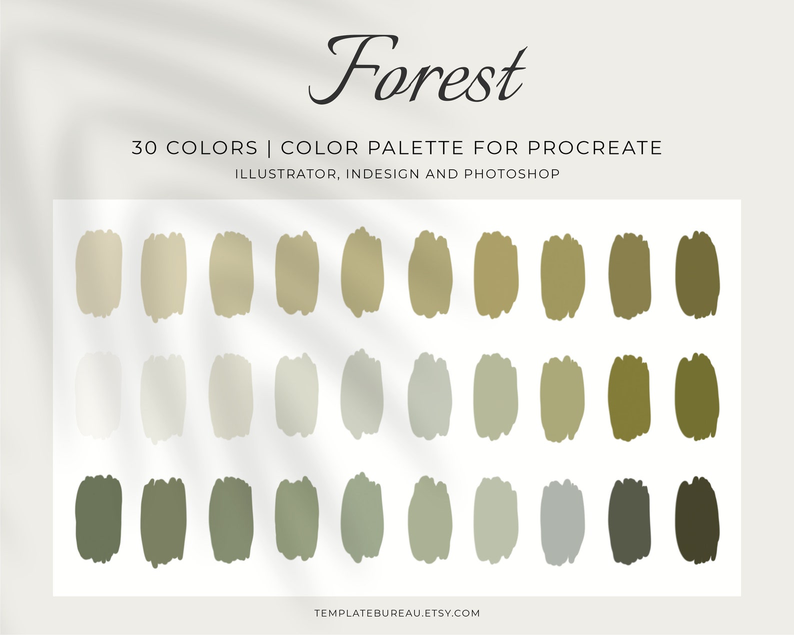 Green Color Palette Procreate, Color Swatches, 30 Colors for iPad ...