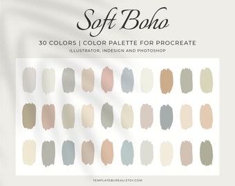 Boho Color Palette Procreate, Color Swatches, 30 colors for iPad lettering, illustration | Color Scheme for Illustrator, Photoshop, InDesign