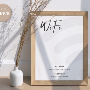 WiFi Password Sign, Airbnb WiFi Template, Editable WiFi Sign, WiFi Sign Printable, WiFi Sign Template, Airbnb WiFi Password Sign | Canva