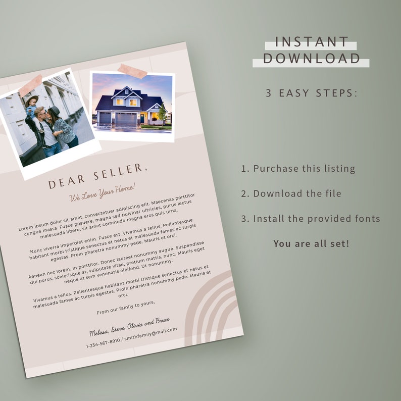 Home Offer Letter Template, Letter to Seller, Home Buyer Letter to